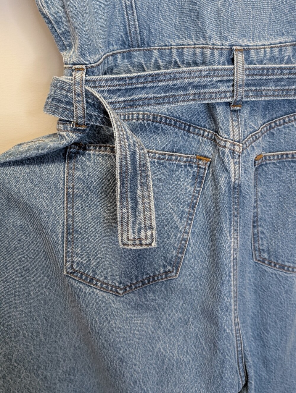 Abercrombie & Fitch '90S Relaxed Denim Utility Jumpsuit Belted Wide Leg L - Picture 14 of 16